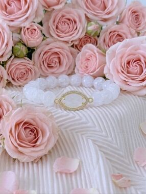 Crackle Quartz Bracelet With Cubic Zirconia Accent